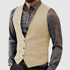 Men's Textured Detail Sleeveless Vest Jacket