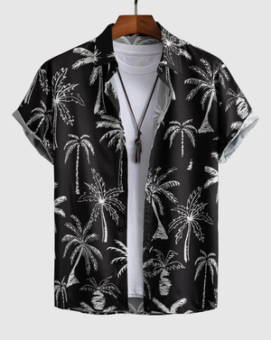 Men's new summer shirt cardigan casual versatile stylish print comfortable short-sleeved breathable sports top