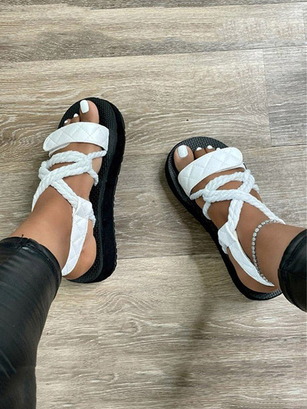 Braided Criss Cross Flats Sandals