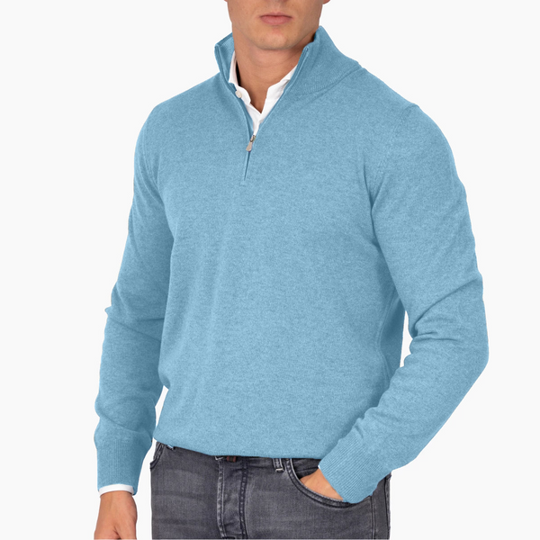 Men's Solid Color Stand-Up Collar Zipper Knit Sweater