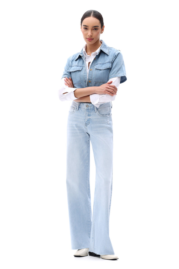 ONESO Women Effortless Mid Rise Wide Leg Jeans