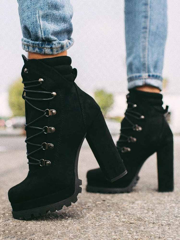 Suede Chunky Heel Booties