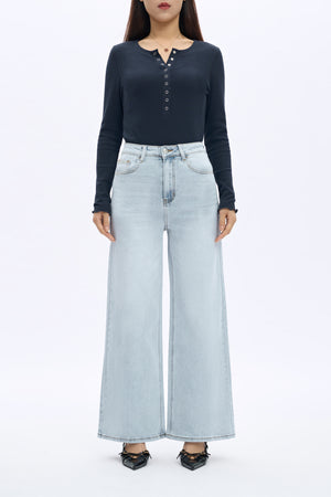 ONESO Wide Leg High Waisted Stretch Baggy Jeans BBL Jeans