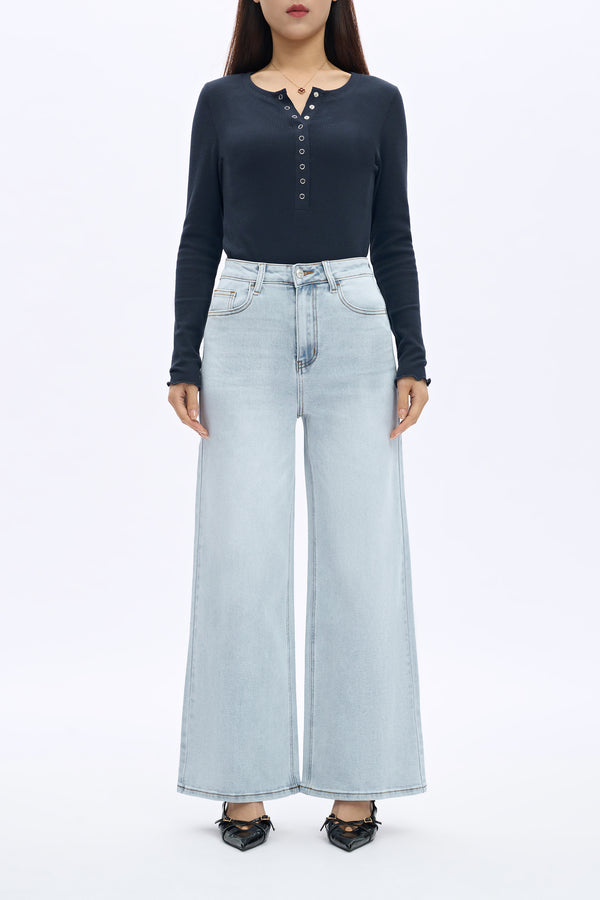 ONESO Wide Leg High Waisted Stretch Baggy Jeans BBL Jeans