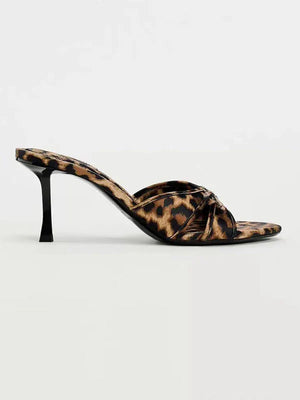 Bow Leopard Heel Sandals