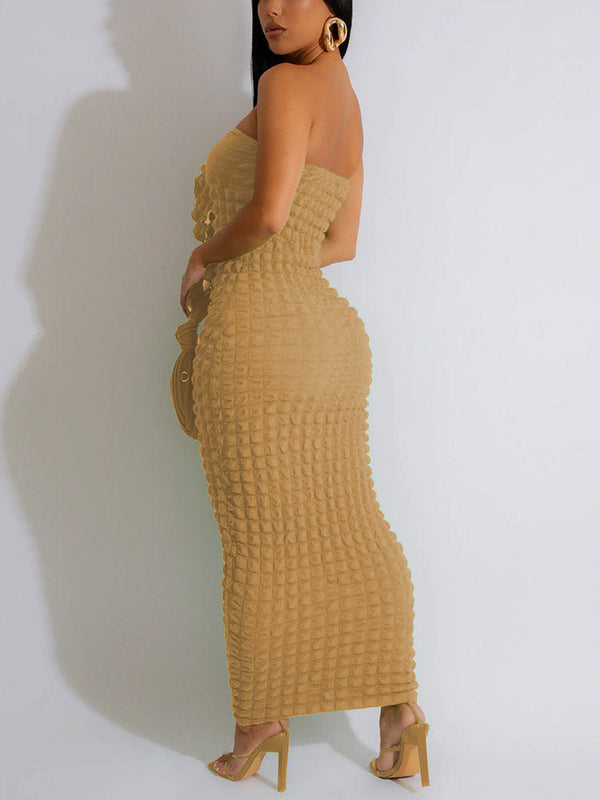 Strapless Bubble Bodycon Dress