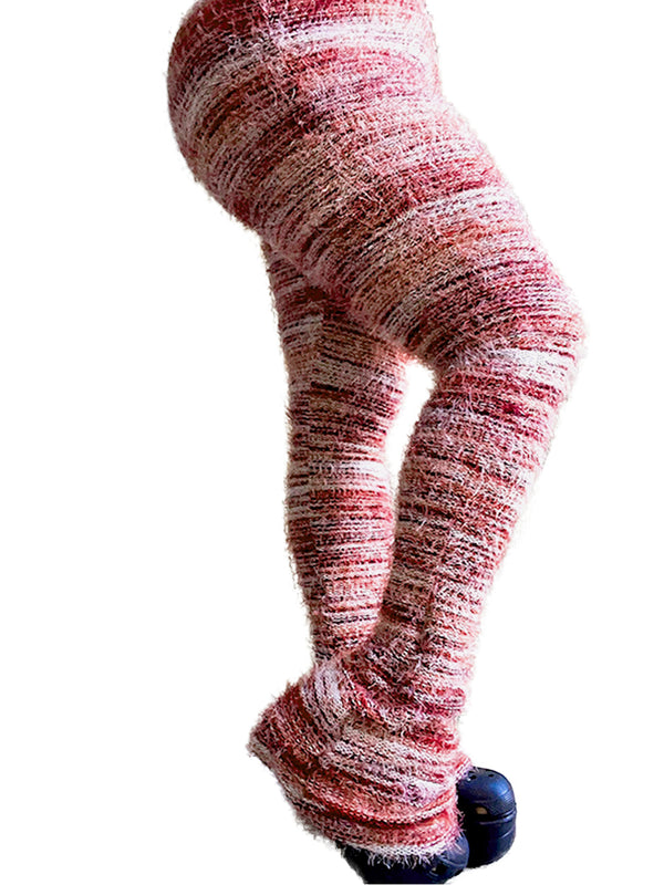 Multicolored Striped Fleece Sweater Pants