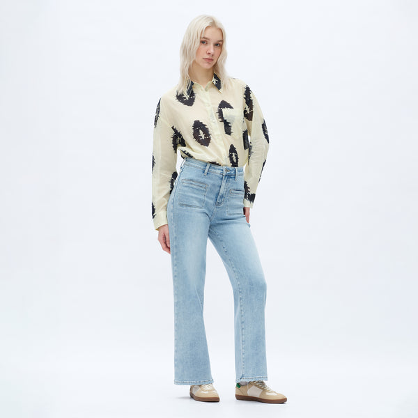 ONESO Women High Waist Wide Leg Jeans Retro Vintage Style Fit Comfortable Everyday Jeans