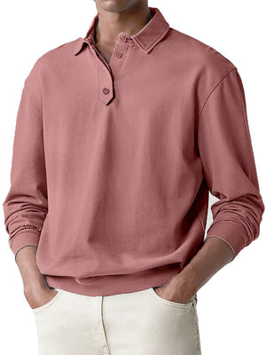 Men's Soild Color Polo Shirt Long Sleeve