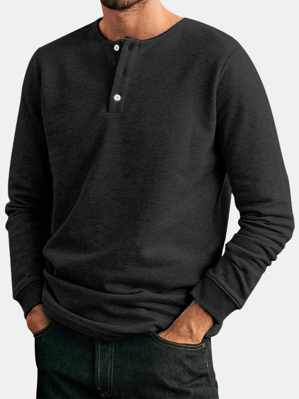 Men's Casual Button-down Long Sleeve Pullover