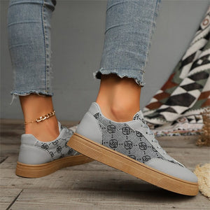 Flat Printed Casual Round Toe Sneakers