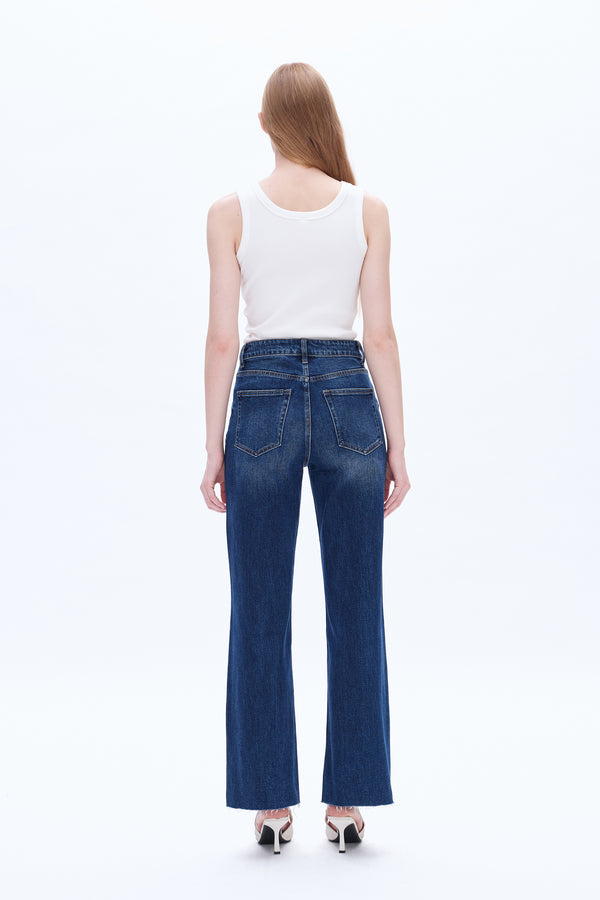 Women High Rise Stretch Wide Leg Jeans BYW8066