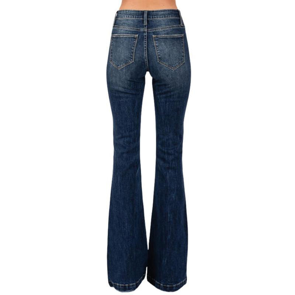 Mid Rise Ripped Flared Jeans with Wide Leg GP3003