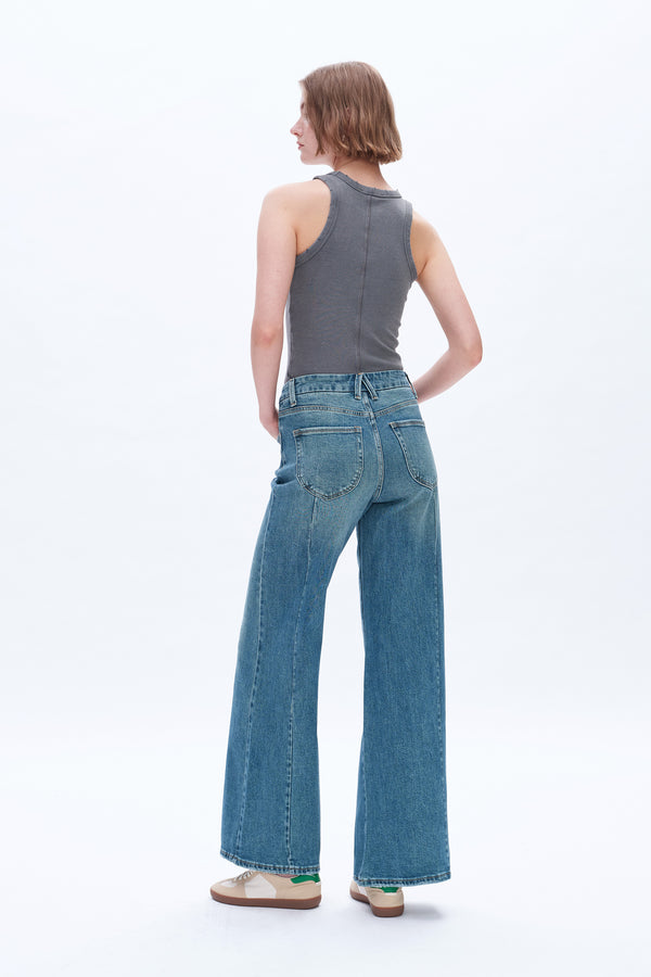 Women High Rise Stretch Wide Leg Vintage Lyocell Comfy Jeans BYW8141