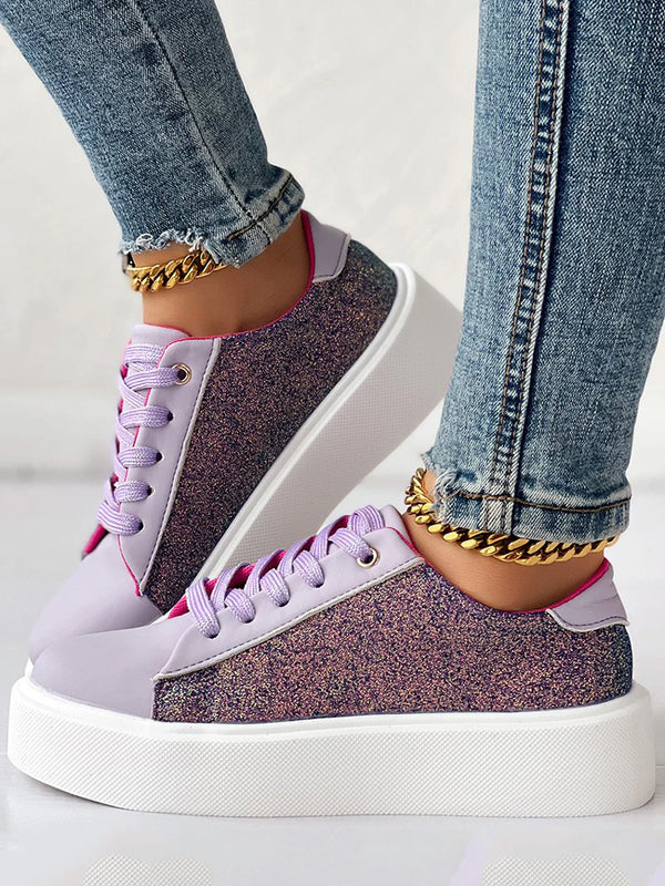 Glitter Lace-up Platform Sneakers