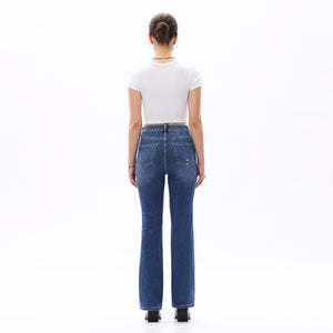 ONESO Classic Straight Leg High Rise Jeans Casual Distressed Denim Vintage Wash Women Jeans