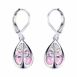 Tree of Life Earrings in Opal and Silver