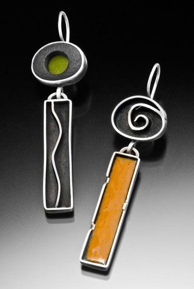 Asymmetric Enamel Earrings