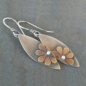 Boho Vintage Tree Leaves Daisy Earrings