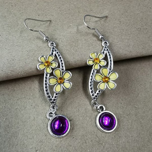 Flower Purple Stone Earrings