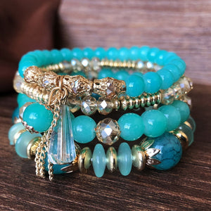 Exotic Crystal Layered Beaded Boho Bracelet