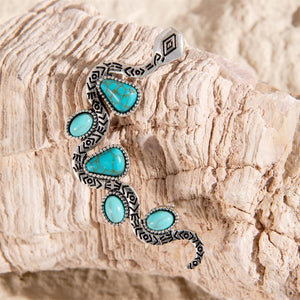 Vintage turquoise inlaid snake shaped ear bone clip