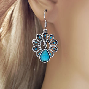 Turquoise Peacock Earrings