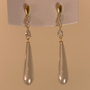 Zircon Pearl Water Droplet Tassel Earrings