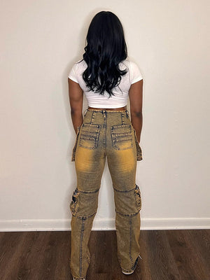 Denim Straight Cargo Jeans