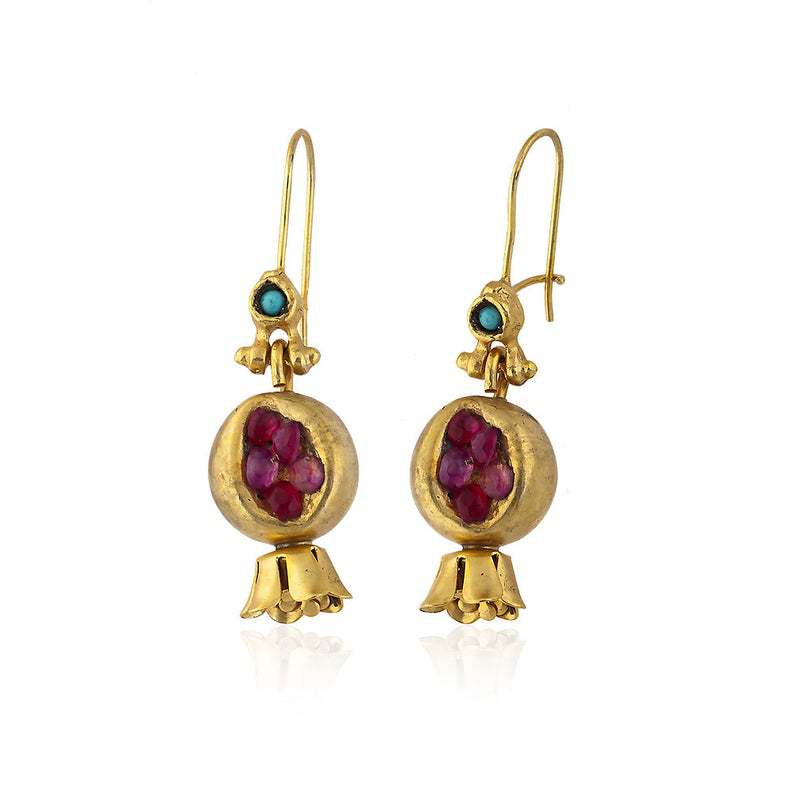 Gold Pomegranate  Earrings