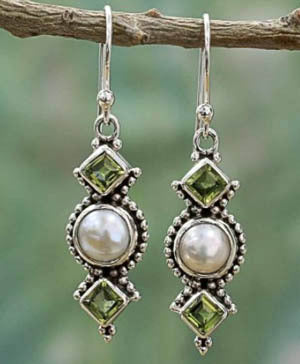 Olive green long earrings