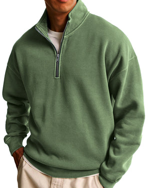 Men's Fashionable Casual Half-Zip Stand Collar Long-Sleeved Sweatshirt