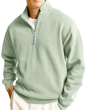 Men's Fashionable Casual Half-Zip Stand Collar Long-Sleeved Sweatshirt