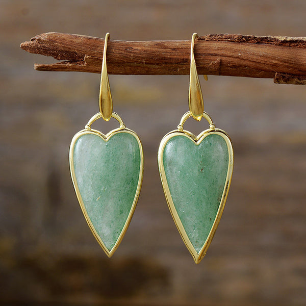 Natural Stone Heart Earrings