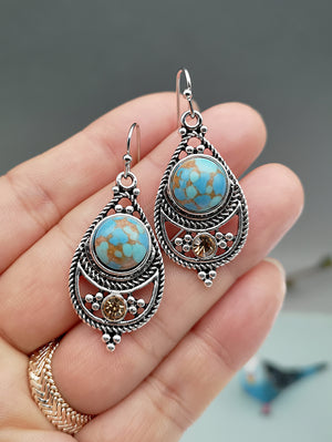 Dragon crystal turquoise earrings