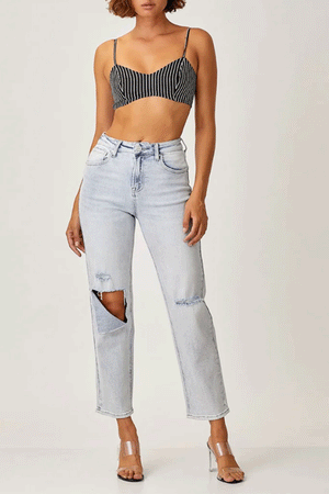 High Rise Distressed Relaxed Jeans