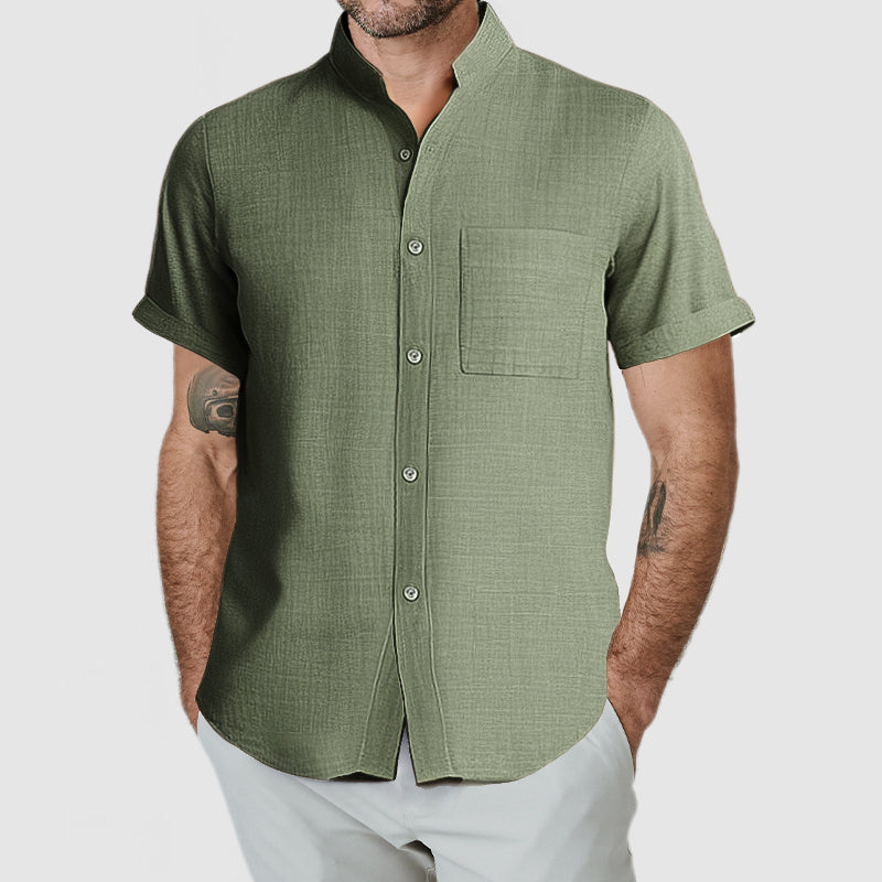 Men's Casual Two Color Cotton Linen Shirt