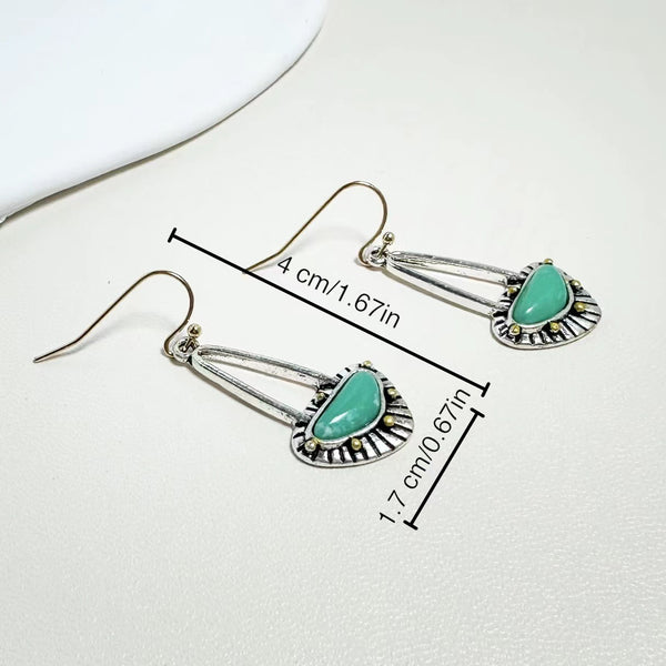 Vintage Triangle  Turquoise Long Earrings