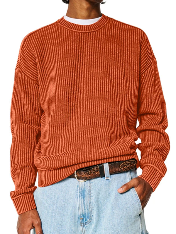 Men's Everyday Versatile Solid Color Basic Crew Neck Sweatershirt