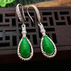 Natural Jadeite Green  Earrings