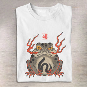 100% Cotton Fire-breathing Frog Japanese Print T-shirt