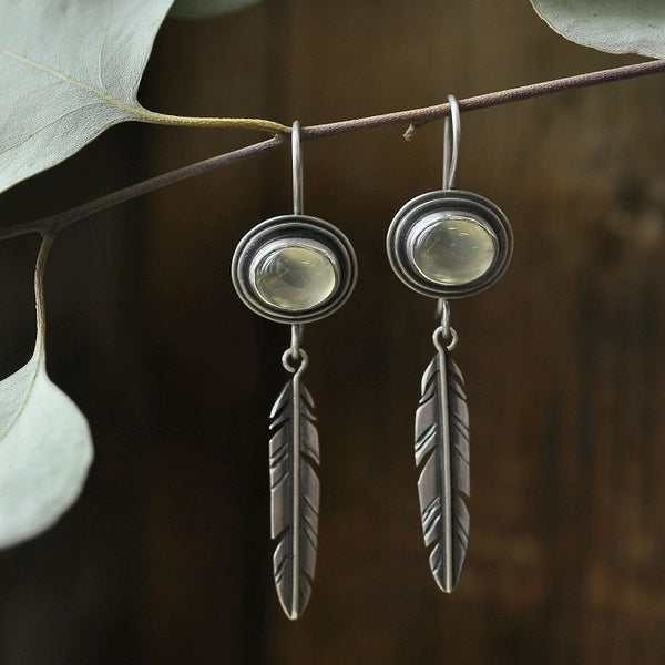 Feather pendant earrings