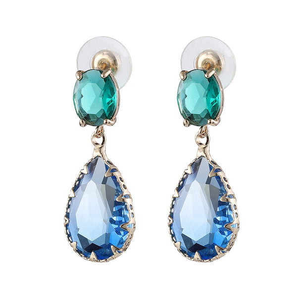 Water Drop Green Blue Earrings