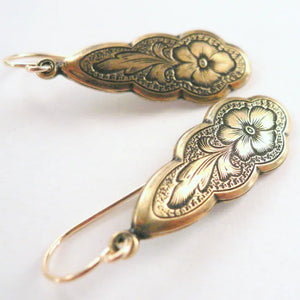 Gold Carved Flower  Earrings