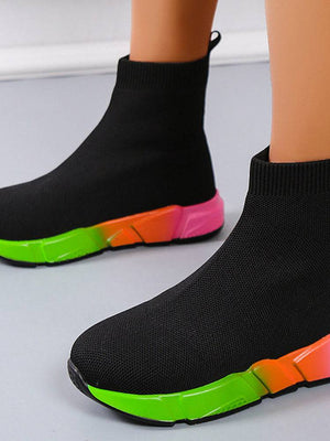 Color Block Knitted Platform Boots