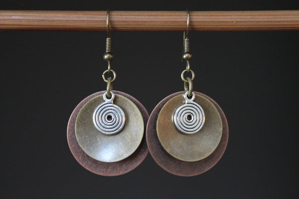 Vintage Round Copper Earrings