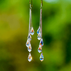 Elegant Long Teardrop Zircon Dangle Earrings