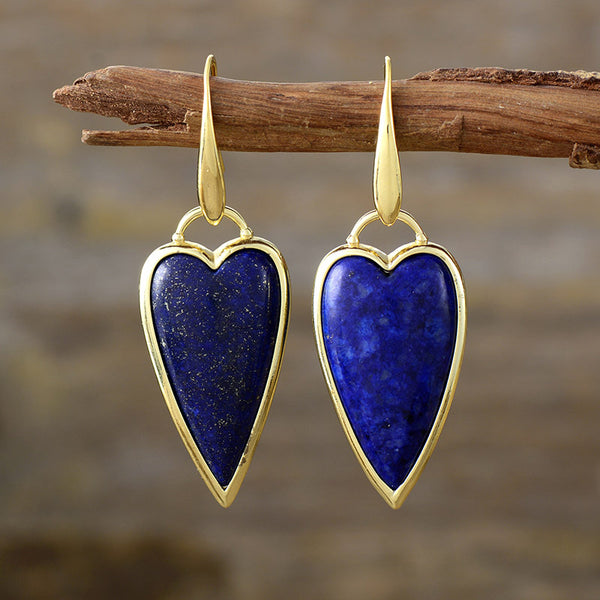 Natural Stone Heart Earrings