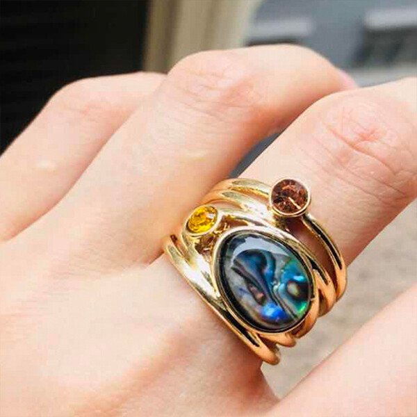 Boho Abalone Shell Gold Ring