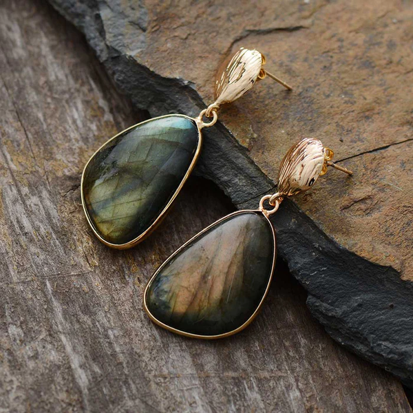 Vintage Dark Green Stone Earrings